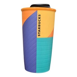 Starbucks 2016 Blue Yellow Colorblock Ceramic Tumbler